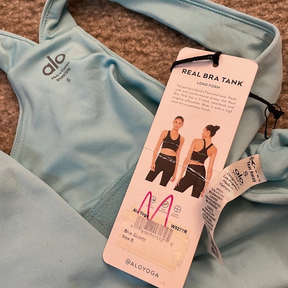 NWT alo yoga real bra tank small in blue quartz - Picture 4 of 4